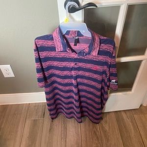 Adidas adult large, golf polo, striped Blackhorse golf course logo